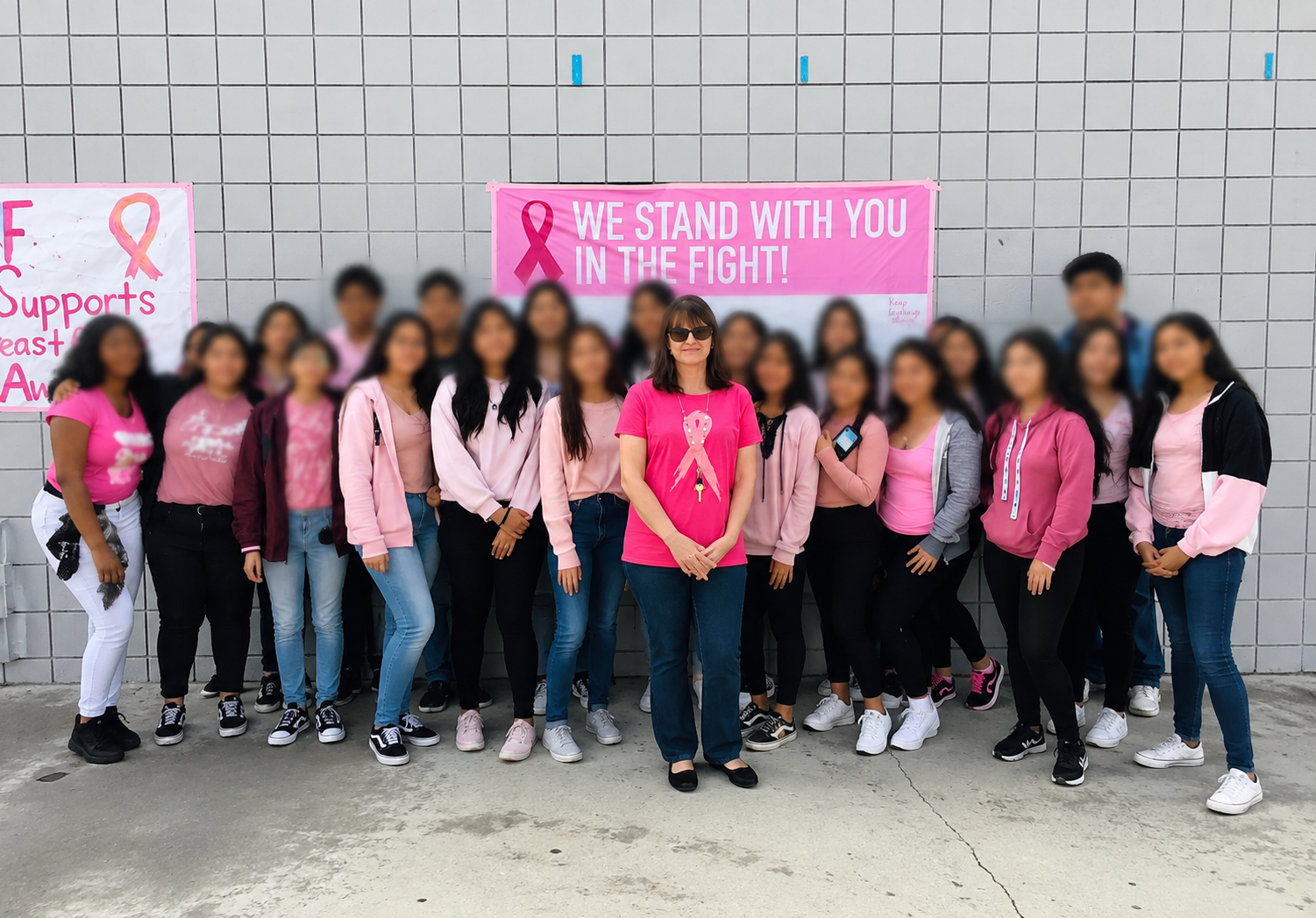 Breast Cancer at Glenn event, student faces blurred
